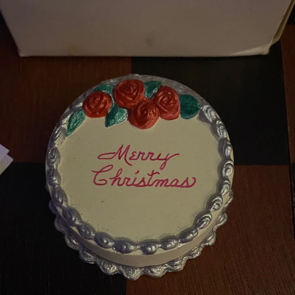 Elegant Merry Christmas Cake Topper with Red and Green Accents